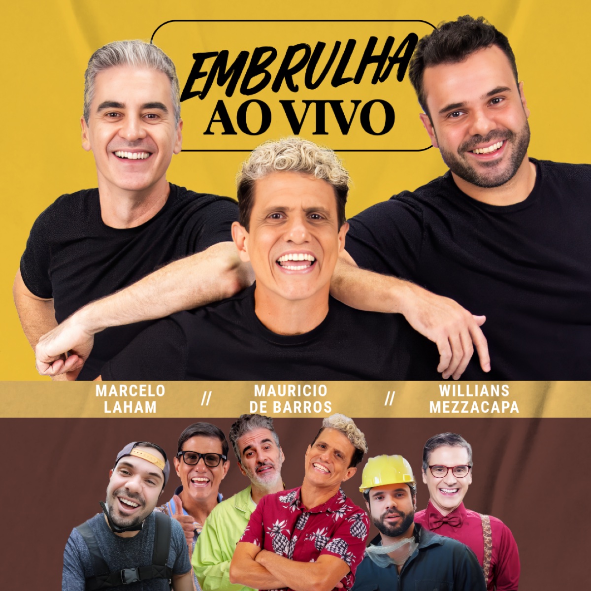 Cartaz do espetáculo Embrulha Ao Vivo: Burrão e sua turma no teatro
